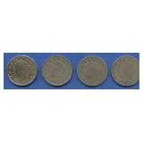 4- 1883 With Cents Liberty Head V Nickels