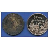 (2 ozt TW) 2- Holidays .999 Silver Rounds 1 ozt