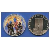 (2 ozt TW) 2- 9/11 Theme .999 Silver Rounds 1 ozt