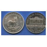 (2 ozt TW) 2- Mixed Foreign .999 Silver Rds. 1 ozt