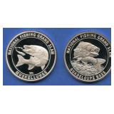 (2 ozt TW) 2- No. Am Fishing Club .999 Silver Rds