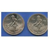 (2 ozt TW) 2- Engelhard .999 Silver Rounds 1 ozt