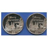 (2 ozt TW) 2- Merry Christmas 1986 .999 Silver