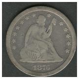 1876-CC Seated Liberty Quarter