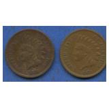 2- 1873 Indian Head Cents