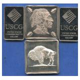 (1 ozt TW) 4- Mixed .999 Silver Bars 0.25 ozt