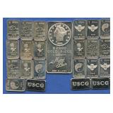 (1 ozt TW) 23- Mixed .999 Silver Bars 1 and 10 gr