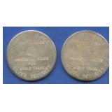 (2 ozt TW) 2- Silver Security .999 Silver Rounds