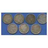 7- Mixed Liberty Head Barber Dimes Better Grade