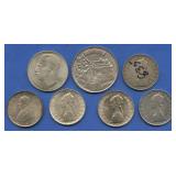 (3.13 ozt TW) 7- Mixed Foreign .835 Silver Coins