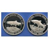 (2 ozt TW) 2- No. Am Fishing Club .999 Silver Rds