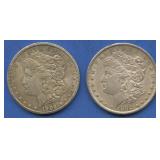 2- 1902-O Morgan Silver Dollars