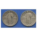 2- 1920 Standing Liberty Quarters
