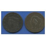 2- 1817 Coronet Head Large Cents