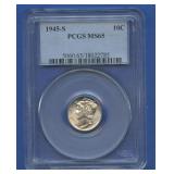 1945-S Mercury Head Dime PCGS MS 65