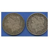 2- 1890-O Morgan Silver Dollars