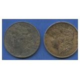 2- 1890 Morgan Silver Dollars