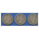 3- Mixed 'S' Liberty Head Barber Quarters