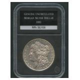1881-S Morgan Silver Dollar in Black PCS Holder