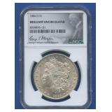 1884-O Morgan Silver Dollar NGC Brilliant UNC