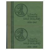 2- Old Green Albums Liberty Standing Half Dollars