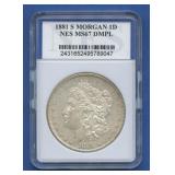 1881-S Morgan Silver Dollar NES Holder