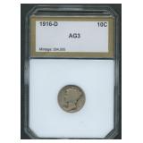 1916-D Mercury Head Dime PCI AG 3