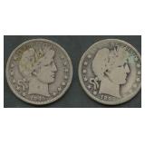 2- 1895-O Liberty Head Barber Half Dollars