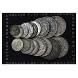 (4.10 ozt TW) 17- Mixed Foreign Silver Coins .500