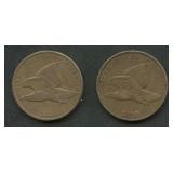 2- 1858 Flying Eagle Cents