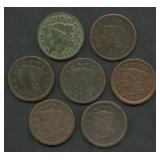 7- Mixed Large Cents 1827-1856