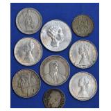 (3.09 ozt TW) 9- Mixed Foreign Silver Coins .835