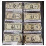 8- Mixed Silver Certificates $1-10 PCS Holders