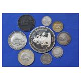 (3.03 ozt TW) 9- Mixed Foreign Silver Coins .925