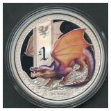 2013 Tuvalu Proof Dragon $1 .999 Silver 1 ozt