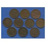 10- 1852 and 1853 Braided Hair Large Cents