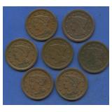 7- 1849 and 1850 Braided Hair Large Cents