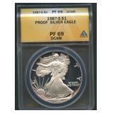 1987-S ASE Silver Eagle ANACS PF 69 DCAM