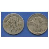 1920 and 1927-S Standing Liberty Quarters