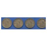 4- Mixed Standing Liberty Quarters