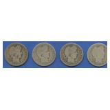 4- Mixed Liberty Head Barber Quarters