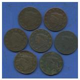 7- Mixed Coronet Head Large Cents 1820's