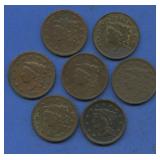 7- Mixed Large Cents 1836-1847