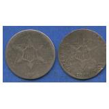 1856 and 1858 Type II Three-Cent Silver Pieces