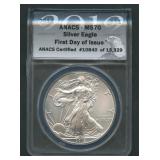 2012 ASE Silver Eagle ANACS MS 70