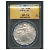 2007-W ASE Silver Eagle ANACS MS 70