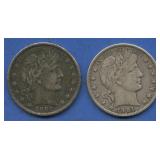 2- 1901 Liberty Barber Half Dollars Better Grade