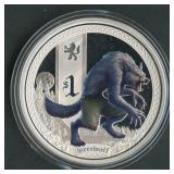 2013 Tuvalu Proof Wrewolf $1 .999 Silver 1 ozt