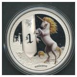 2013 Tuvalu Proof Unicorn $1 .999 Silver 1 ozt