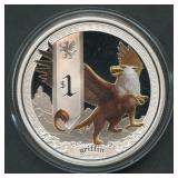 2013 Tuvalu Proof Griffin $1 .999 Silver 1 ozt